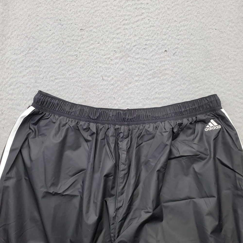 Adidas Track Pants Mens XL Black 3-Stripes Panel Windbreaker Drawstring Waist - Picture 9 of 9